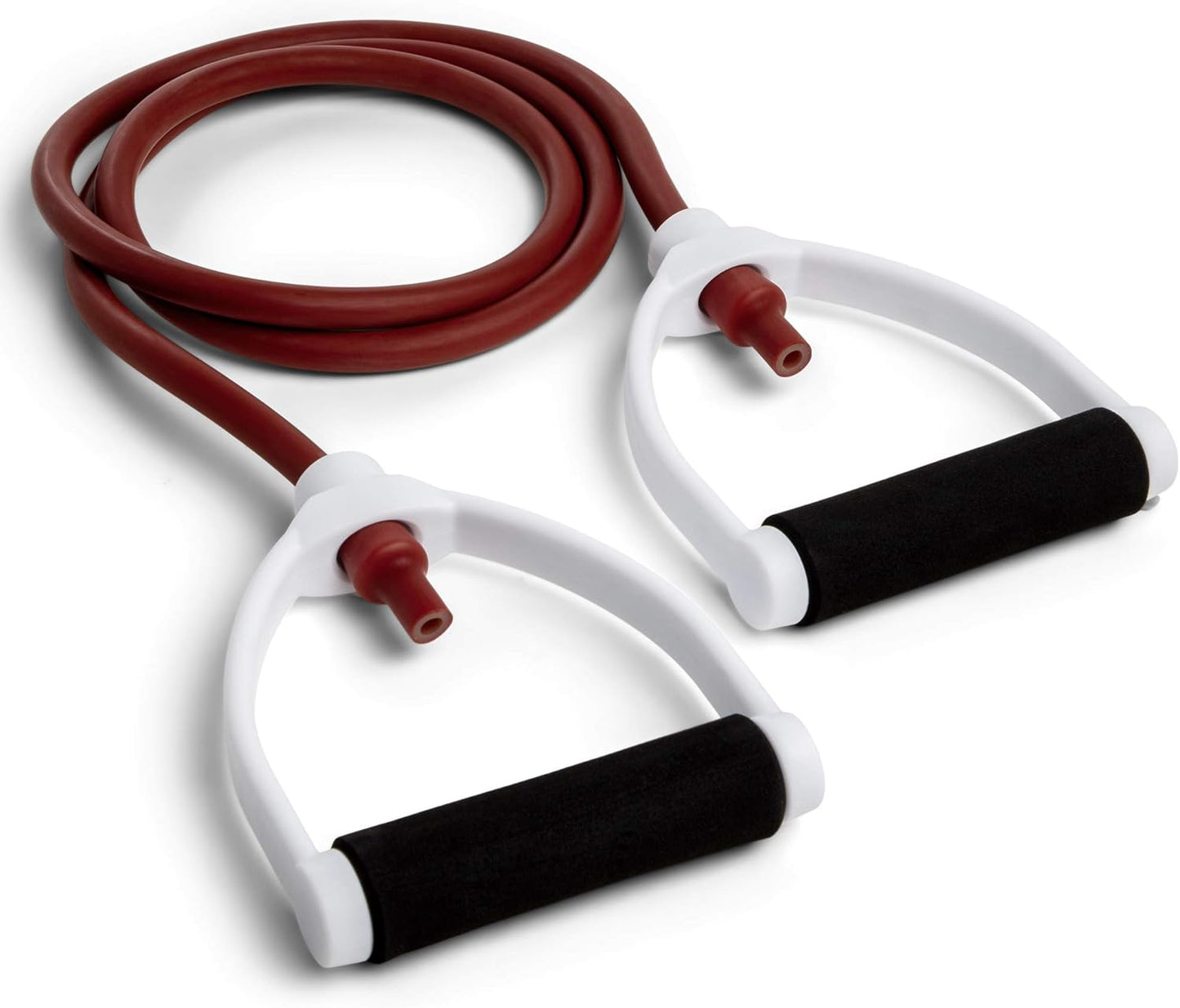 Champion Sports Resistance Tube Bands for Men and Women, Durable Stretch Fitness Band for Strength Training, Stretching, Rehabilitation- Premium Home Workout Equipment- 40 Lbs Resistance Tubing-Maroon