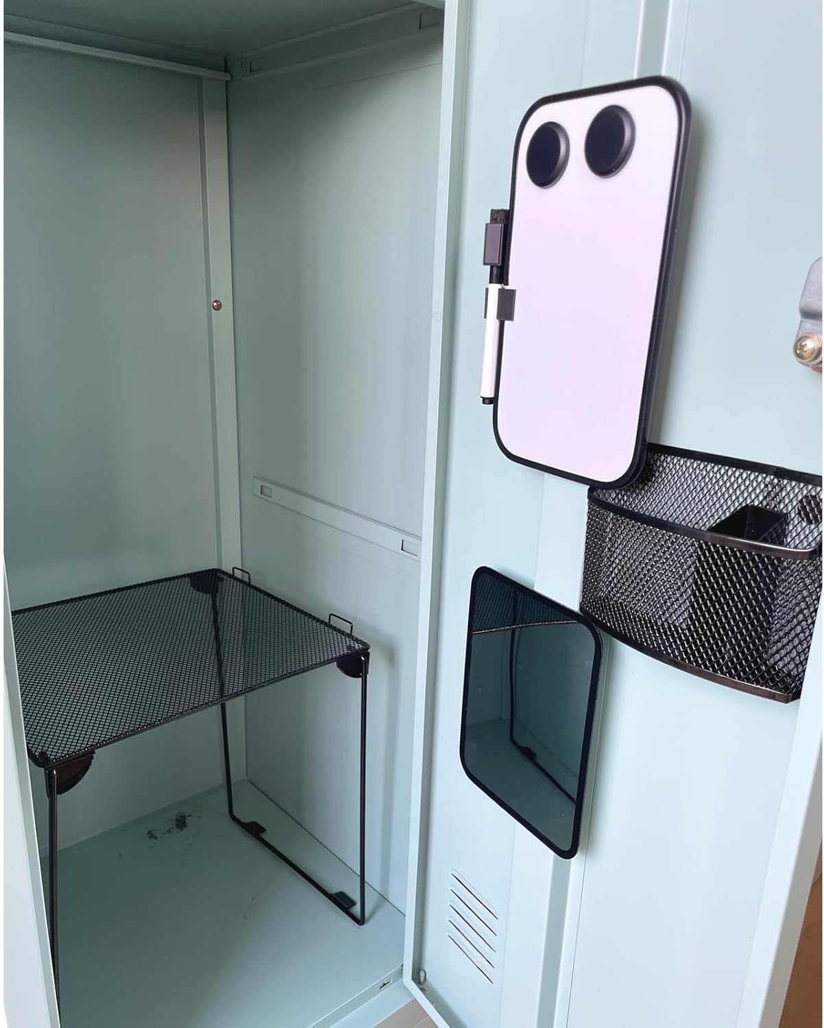 Pink Locker Accessories with Locker Shelf, Magnetic Mirror, Magnetic Pen Holder, Magnetic Small Whiteboard, Back to School Essentials Locker Decorations, 7 Piece Locker Organizer for Work