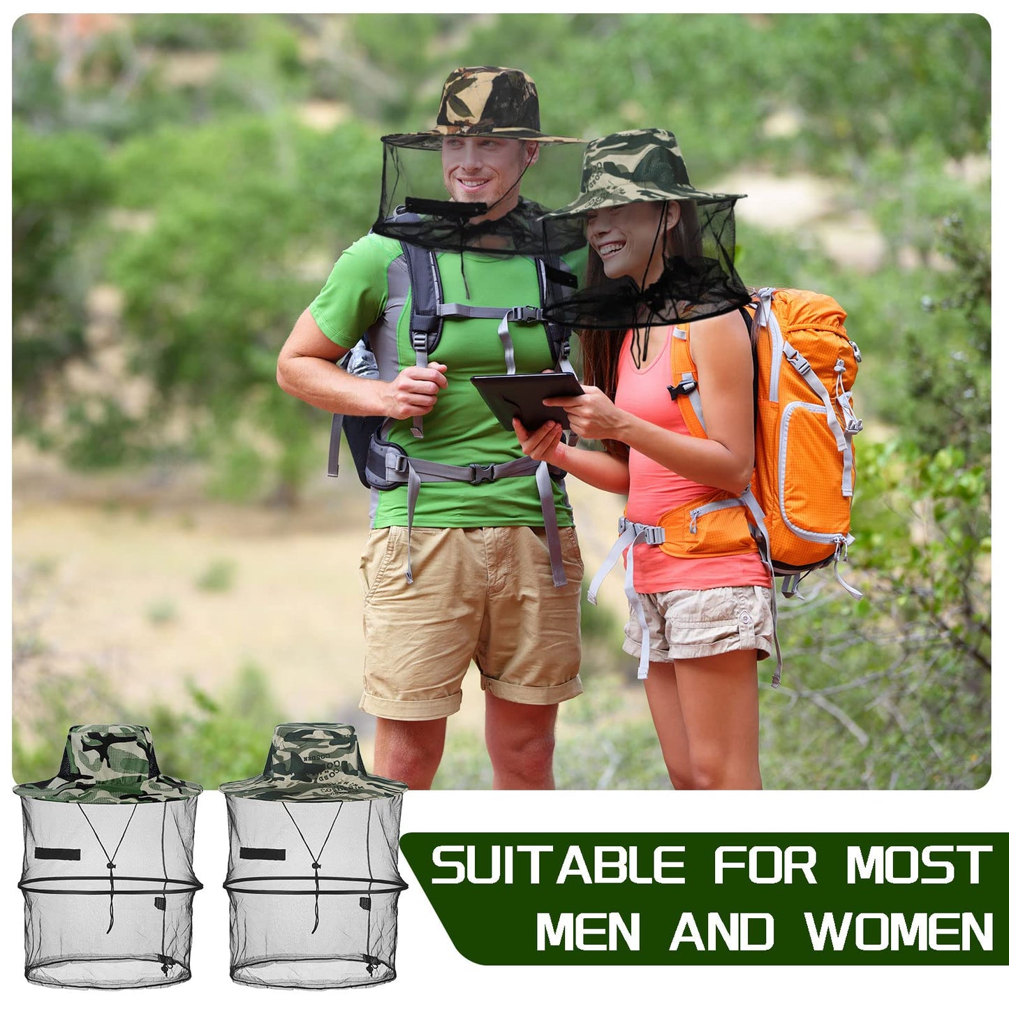 Sureio 8 Pcs Mosquito Net Hat Bee Keeper Hat Net for Head Safari Mesh Bucket Hat Sun Hats Bulk for Fishing Hiking Camping Gardening Men Women