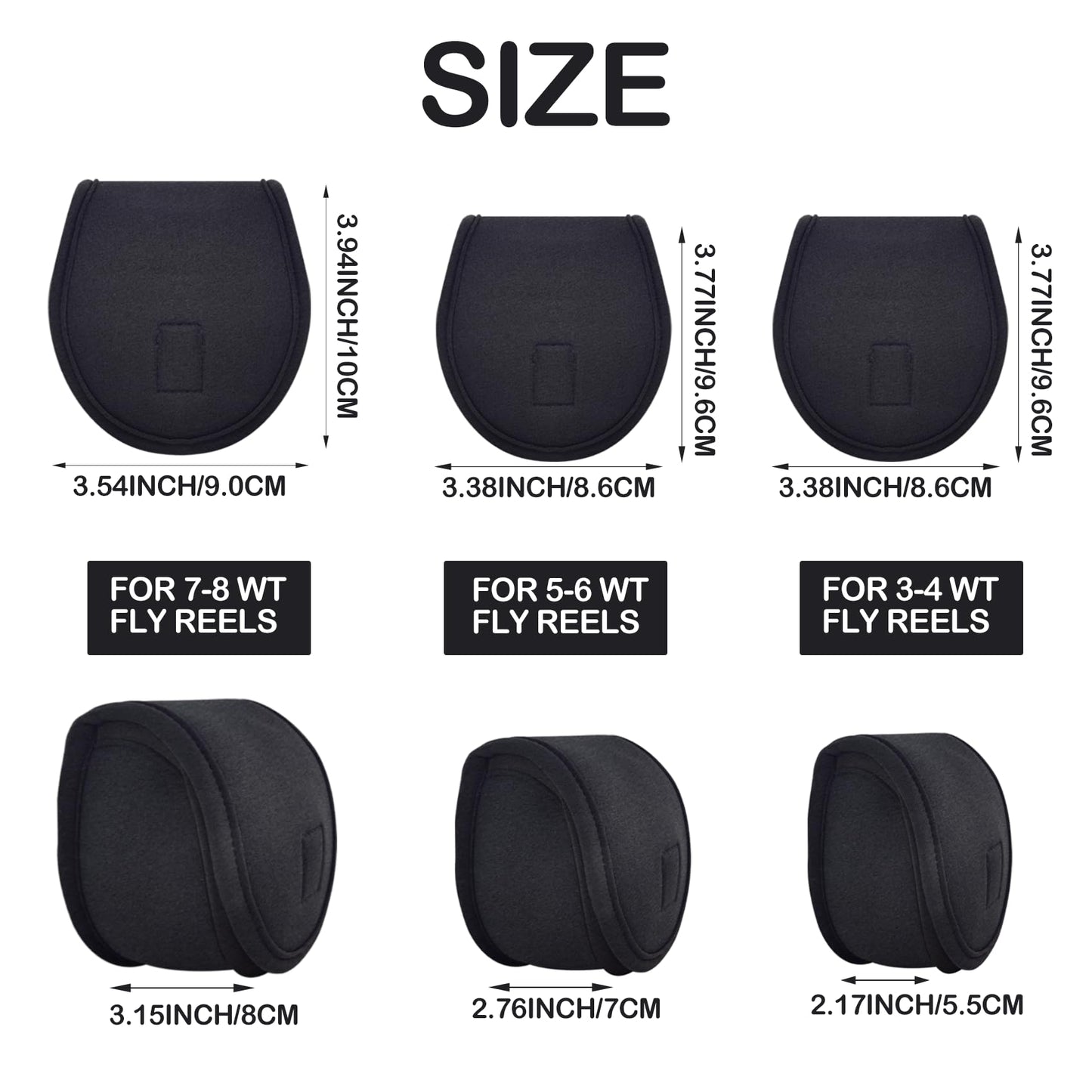 Aventik Neoprene Fly Fishing Reel Case Pouch Cover Fitting 5/6 7/8wt Fly Reel Storage (Black, 1-PACK 5/6)