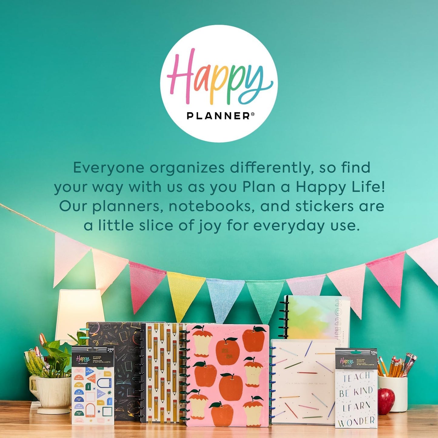 Happy Planner Disc-Bound 12-Month July 2025–June 2026 Planner with 3 Extra Months, Classic Size, Teacher Layout, Teacher Notes, 7" x 9.25”
