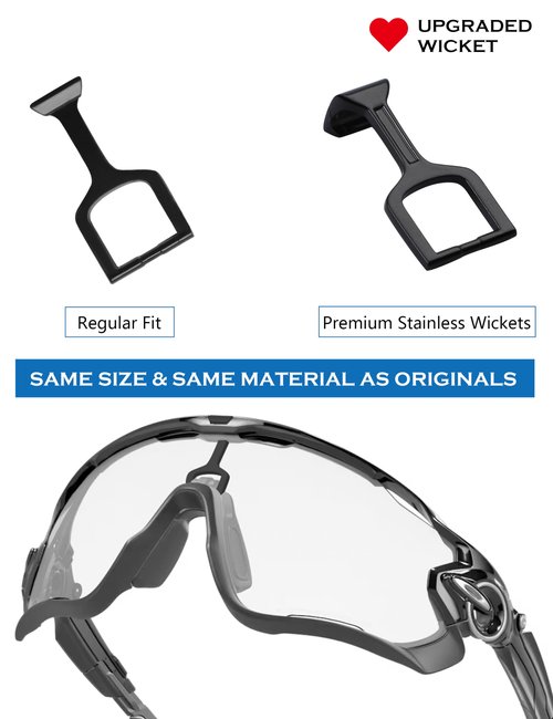 Replacement Wicket for Oakley Jaw-breaker OO9290 Sunglass - 2 Pieces (Black + Red)