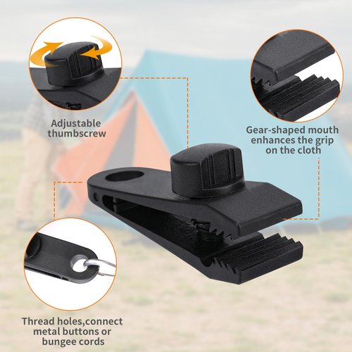 Axlksia Tarp Clips Heavy Duty Lock Grip, 20 Pack Tarp Clamps, Shade Cloth Clips Fasteners, Pool Awning Cover Bungee Cords Clips, Car Cover Clamp