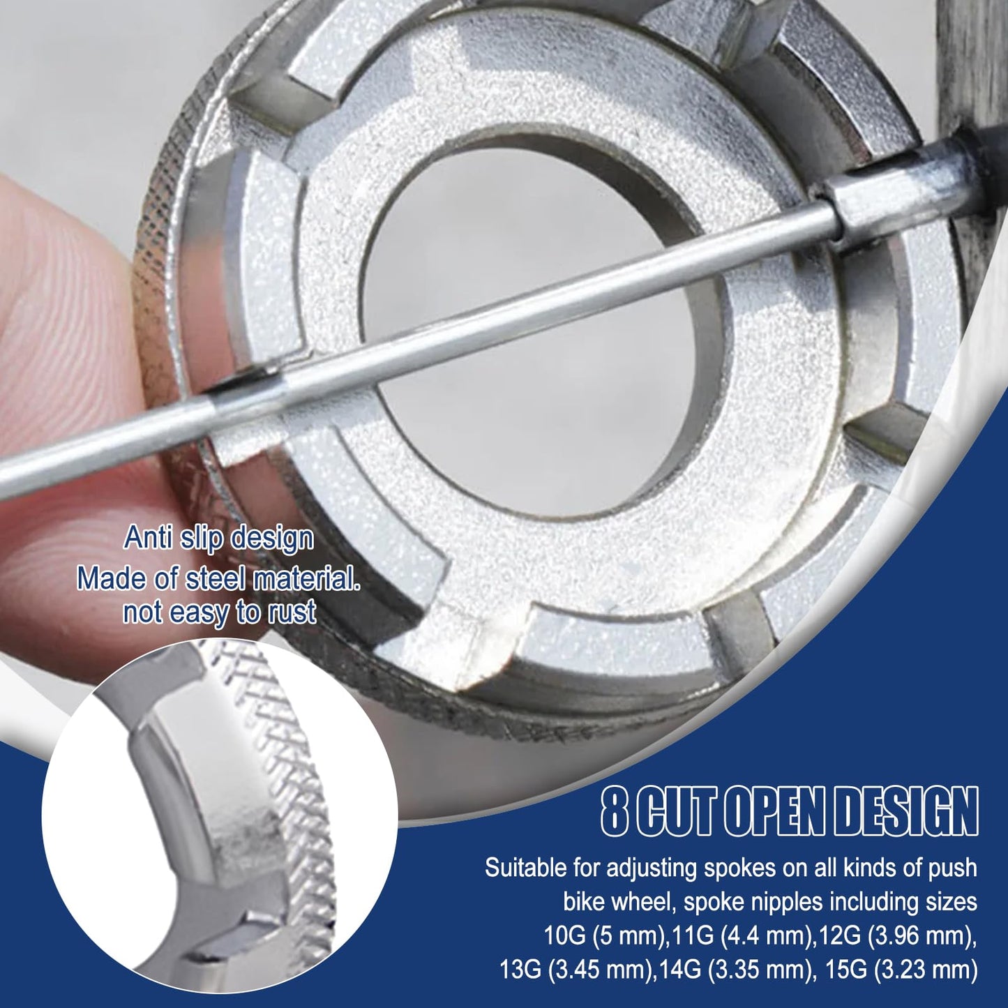 JOJOCY Bike Spoke Tension Meter Spoke Adjustment Wrench Tool 13-Piece Set, Bicycle Tyre Repair Tool Prevent Deformation Spoke Tensiometers Bicycle Rim Truing Tool Y-Shaped Wrench Tire Lever