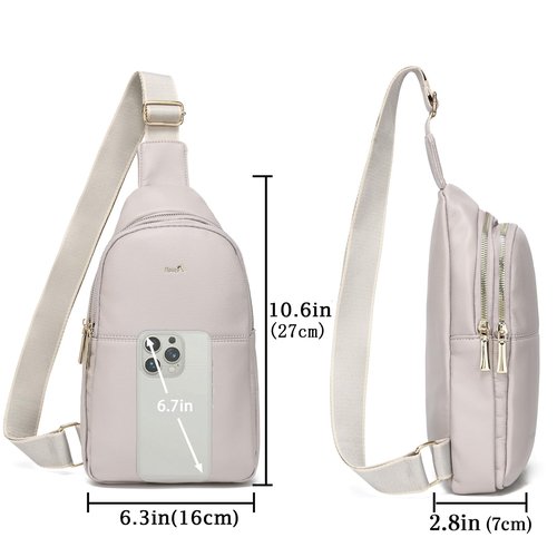 Peyorom Small Crossbody Sling Bag for Women, Vegan Leather Chest Bags Sling Backpack Hiking Travel Daypack (Grey)