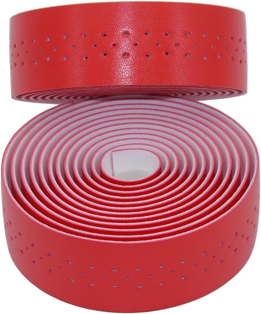 KINGOU Handlebar Tape Luxury PU Leather Bar Tape Fixed Gear/Road Bike Bar Wrap with 2 Reflective Plug