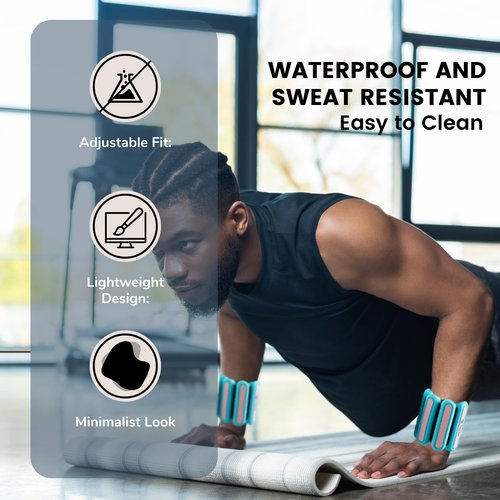 Tedon - Wrist & Ankle Weights - Set of 2 (1LB each), Strength Training, Adjustable Bands for Women & Men for Workouts, Gym, Walking, Dancing, Yoga, Pilates, Aerobics and more (Turquoise)
