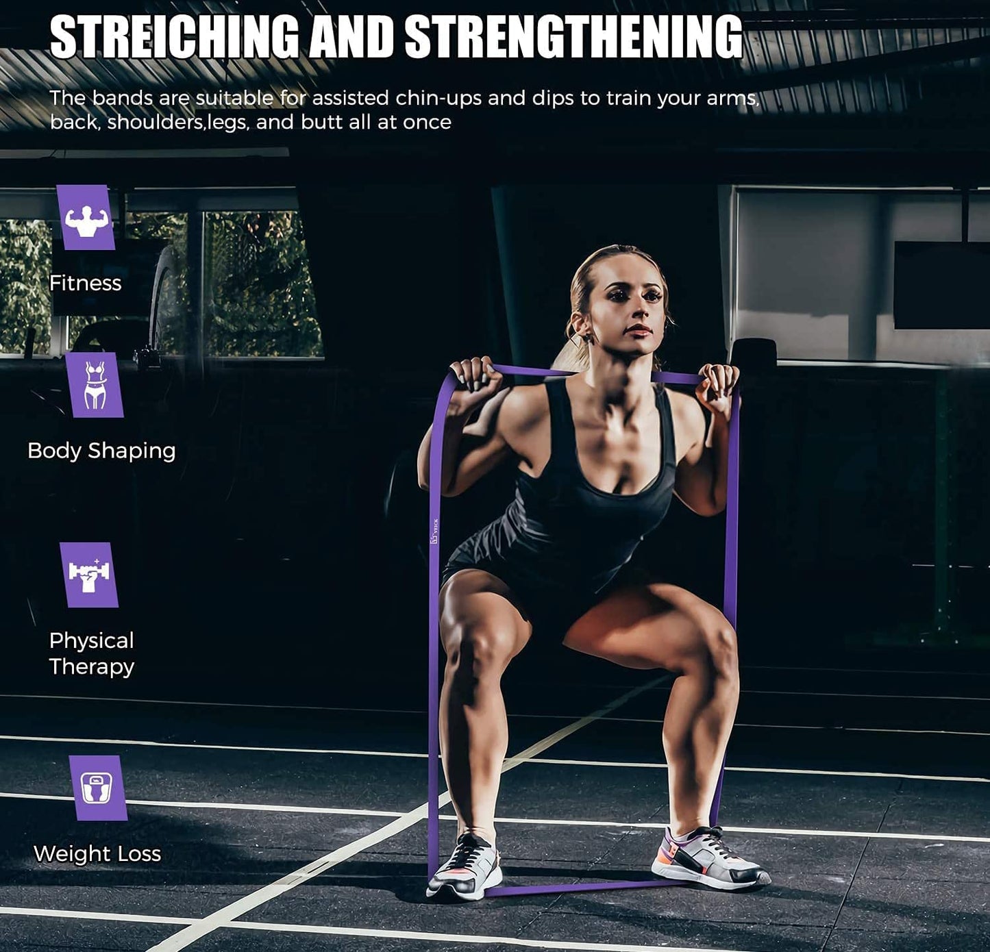 VEICK Resistance Bands for Working Out, Rubber Exercise Band Set for Men Women, Heavy Full Body Elastic Workout Bands Equipment for Home Fitness Gym, 4pcs
