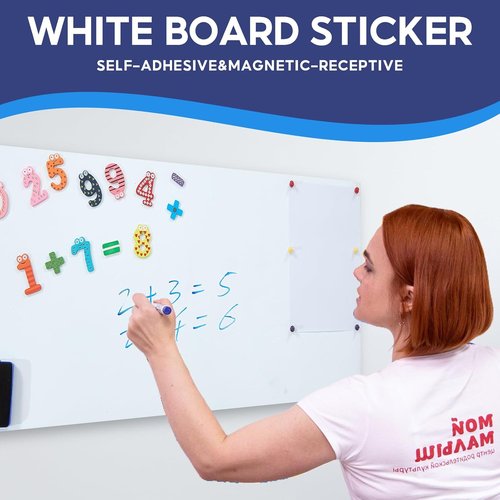 Magnetic Whiteboard Contact Paper 39" x 18"- Peel and Stick whiteboard, Easy to Erase and Write, Adhesive Magnetic Dry Erase White Board Sticker for Wall, Perfect for Home and Office,Kitchen,playroom