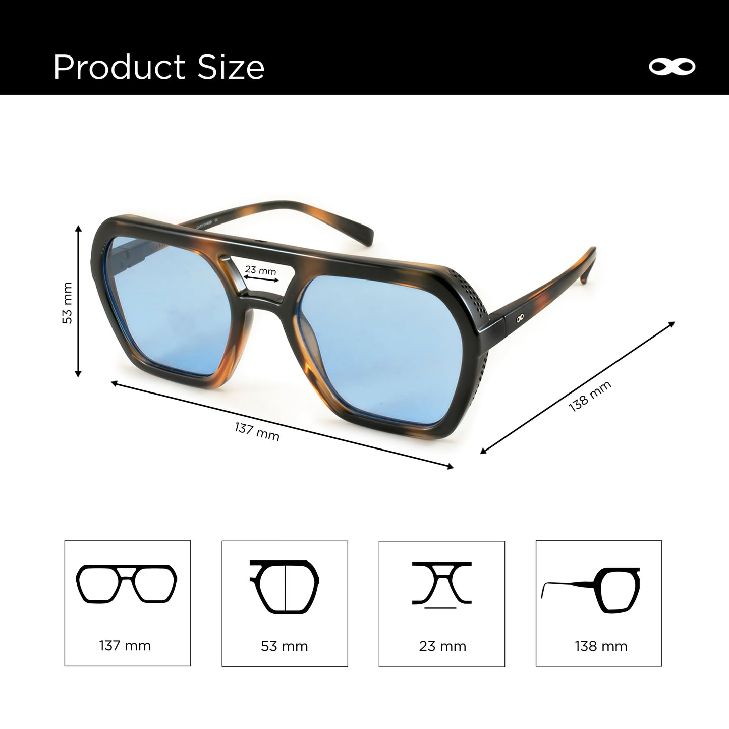 INFINIT Lyon Tortoise Frame Blue Lens UV400 Lightweight Unisex Retro Sunglasses