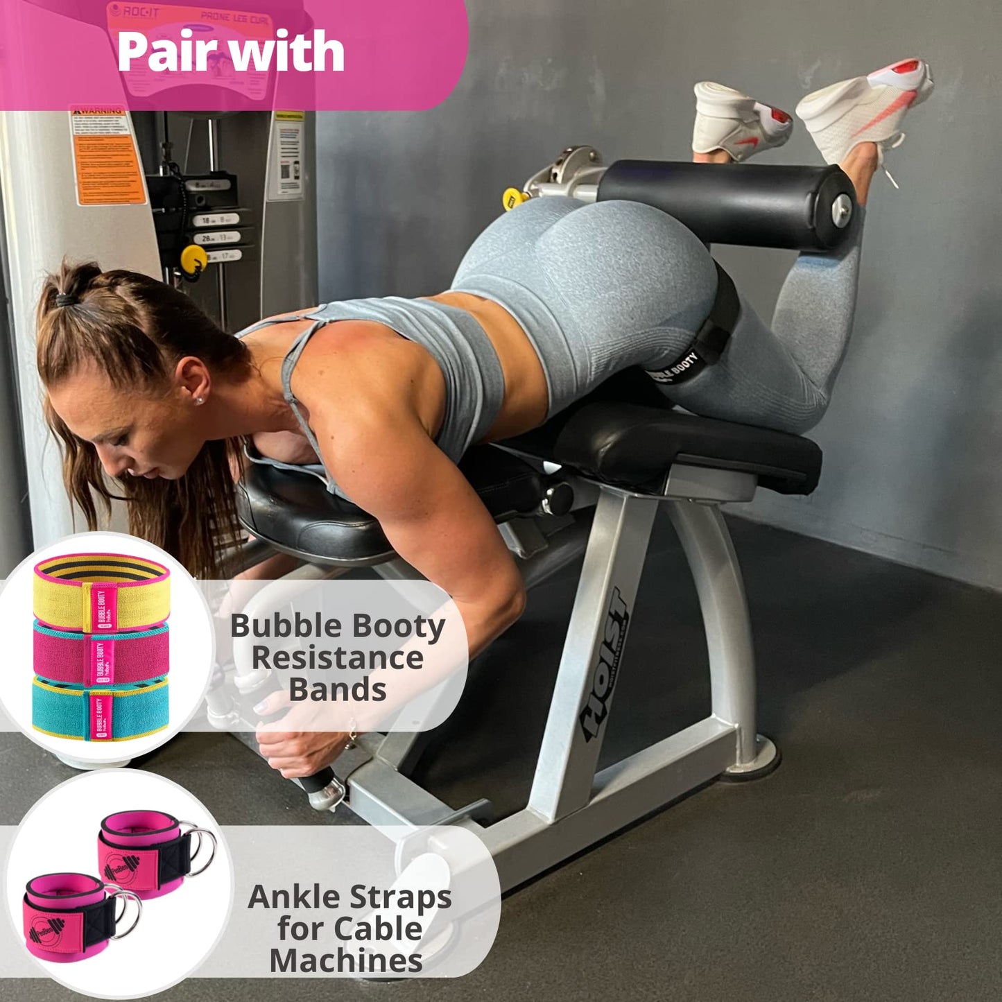 2 Pack Blood Flow Restriction Bands for Women Glutes and 2 Pack Ankle Strap for Cable Machine Cable Attachments for Gym