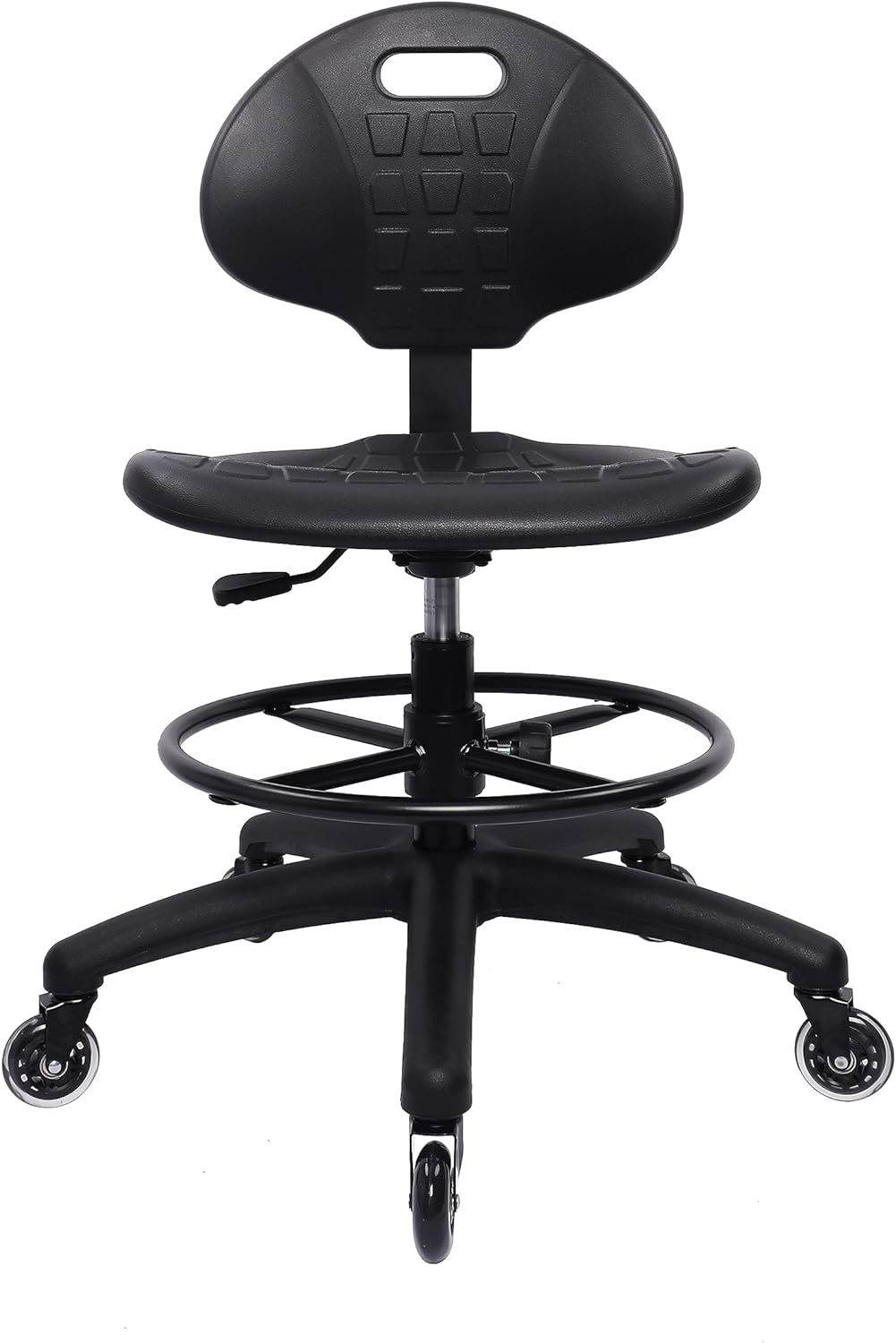 TAKE UR SEAT® Polyurethane Drafting Lab Stool Chair, 18" Adjustable Footring, 8" Adjustable Height, 450 lbs seat Capacity, Heavy Duty, Shipped Within 24 Hours Med. Bench Height (Rubber Caster)