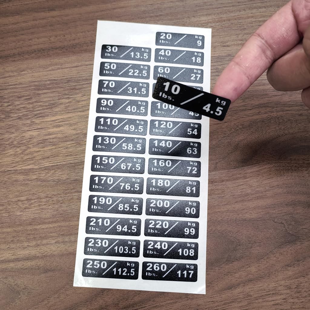 10-260lbs/4.5-117kg Weight Stack Labels Custom Weight Plate Stickers Gym Equipment Sticker Fitness Equipment Stickers