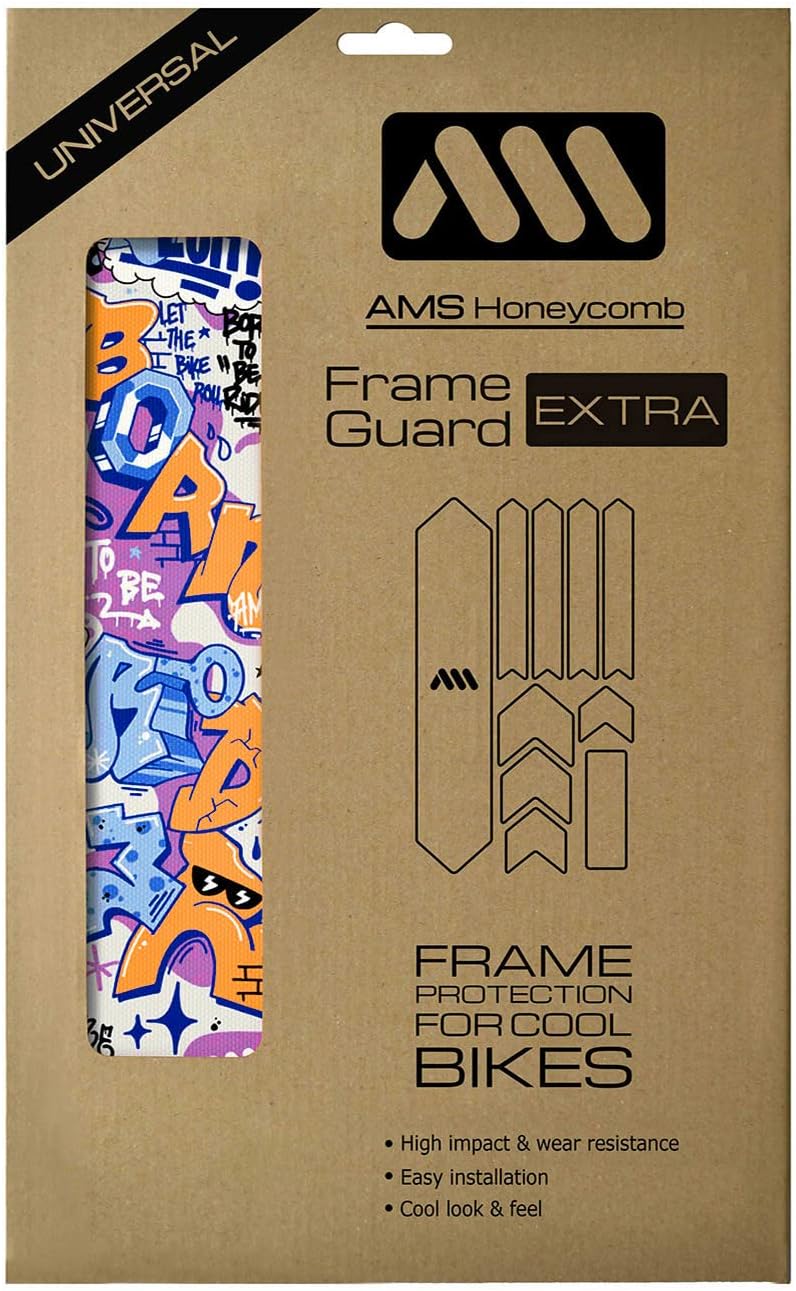 All Mountain Style Bike Frame Protector Extra - Universal Fit, 10-Piece Set for Down Tube, Chainstay, Cable Wear, High-Impact Honeycomb PVC