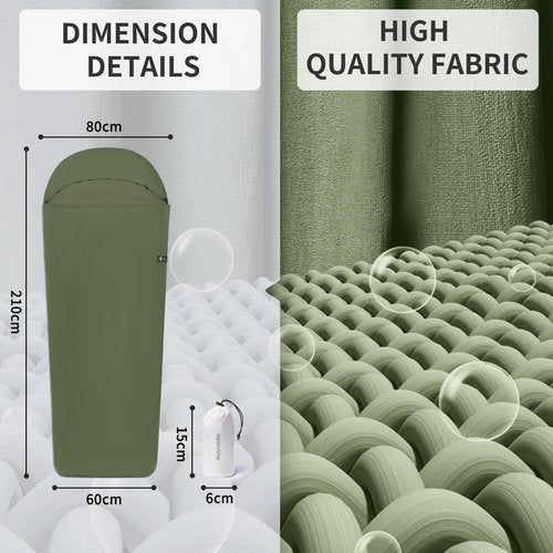 Naturehike 4.5oz Ultralight Washable Sleeping Bag Liner, Lightweight Adult Sleep Sack & Travel Sheets for Backpacking, Hotel, Camping, Hostels, ZY20 Green