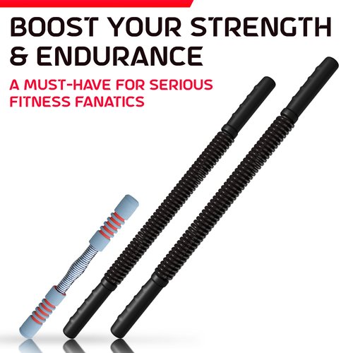 Zenooze Power Twister Flex Bar Combo Complete Upper Body Workout Set (45-100 LBS & 55-120 LBS) for Strength and Muscle Building