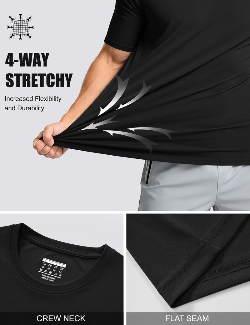 Mens Short Sleeve Shirts Lightweight T-Shirt Sun Protection Rash Guards Shirts for Gym Running Active