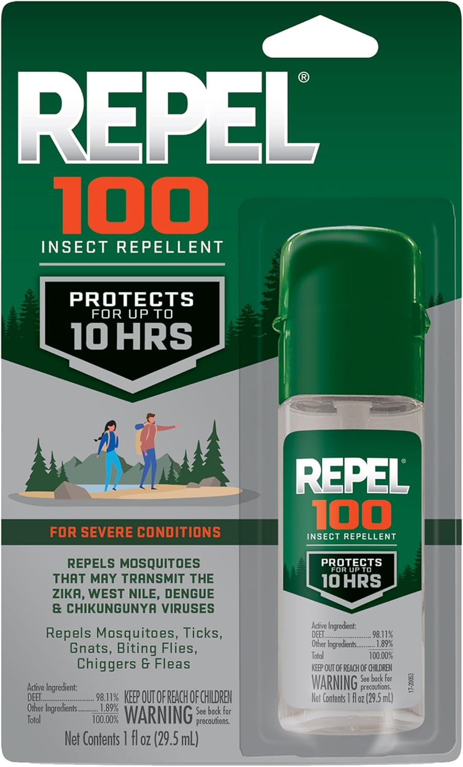 Repel 100 Insect Repellent, Repels Mosquitos, Ticks and Gnats, For Severe Conditions, Protects For Up To 10 Hours, 98% DEET (Pump Spray) 1 fl Ounce