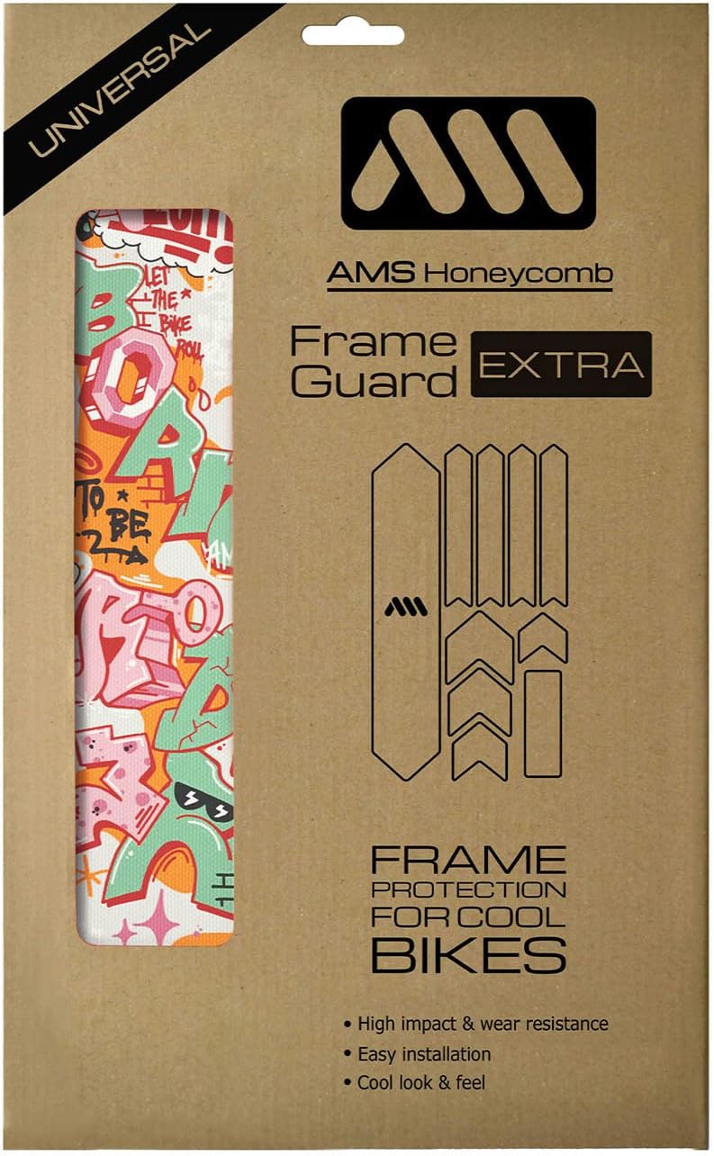 All Mountain Style Bike Frame Protector Extra - Universal Fit, 10-Piece Set for Down Tube, Chainstay, Cable Wear, High-Impact Honeycomb PVC