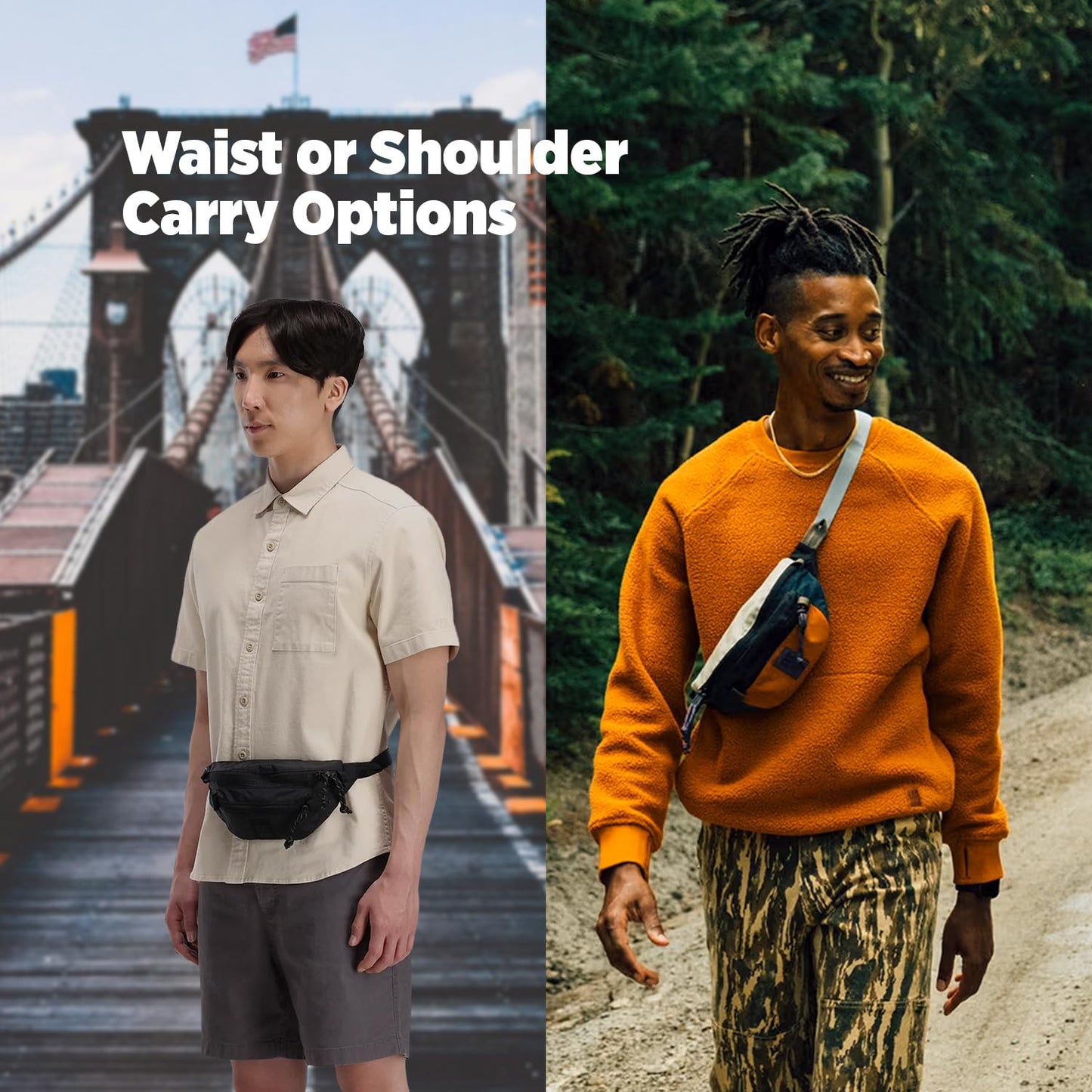 Topo Designs Mountain Waist Pack, Hip Bag, 100% Recycled Nylon Construction, 2L capacity, YKK Zips (Meteor)