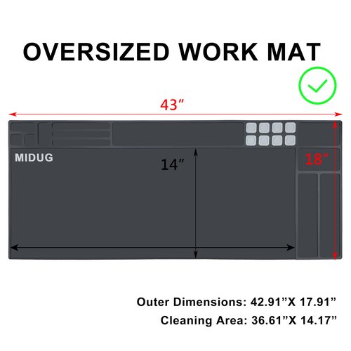 43”X18” Large Gun Cleaning Mat Padded with Magnetic Non-Slip Rubber Protective Repair Mat for Shotgun Rifle WF & Oil Resistant Black