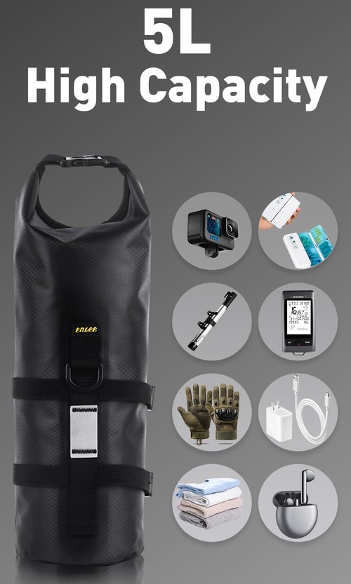 WEEROCK 5L Bike Bag Front Fork Bag 1 Pack Waterproof Bicycle Bag Large Capacity Quick Release Bike Pannier for Mountain Bike MTB, Cruiser Bike, Traveling Bike