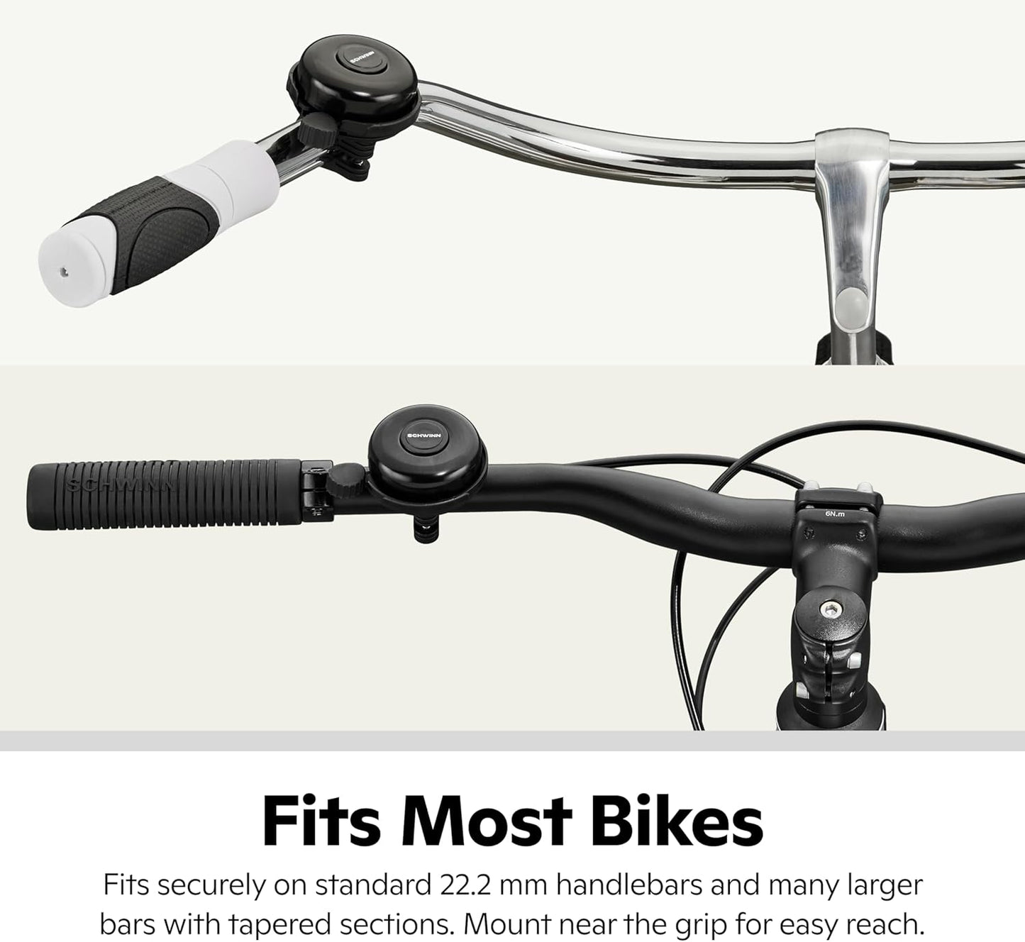 Schwinn Classic Black Bike Bell, Bicycle Accessories, Kids and Adult Bikes, Easy Installation, Loud Ringing Sound