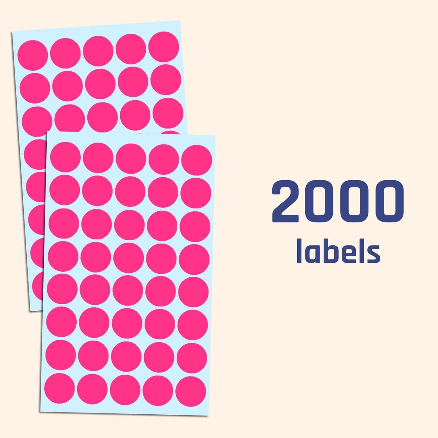 2000 Pack, 3/4" Round Dot Stickers Circle Labels - Red