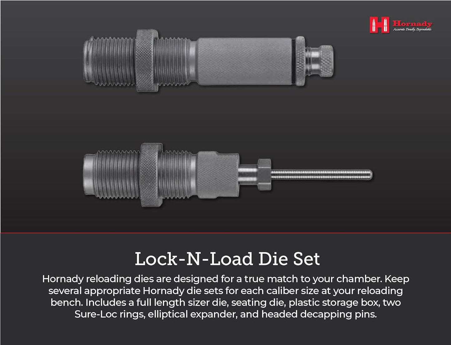 Hornady 546340 DIESET 2 30-06 SPRG Springfield Custom Grade Reloading DIE Set (Series I Two-Die Set) (.308)