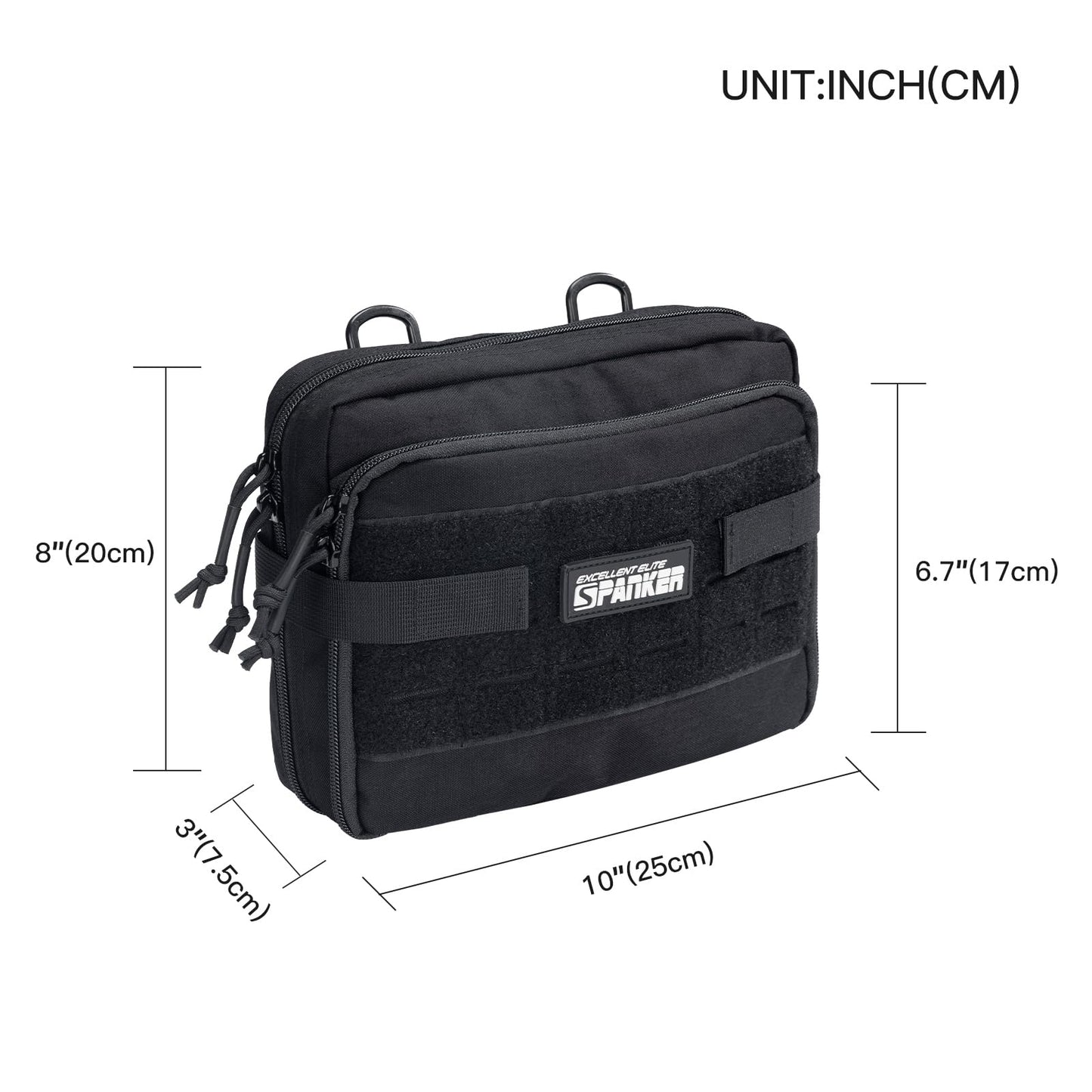 EXCELLENT ELITE SPANKER Tactical Molle Admin Pouch Utility Organizer EDC Medical Bag Utility EDC Tool Pouch with Shoulder Strap Attachment Pouches Waist Bag (Black)