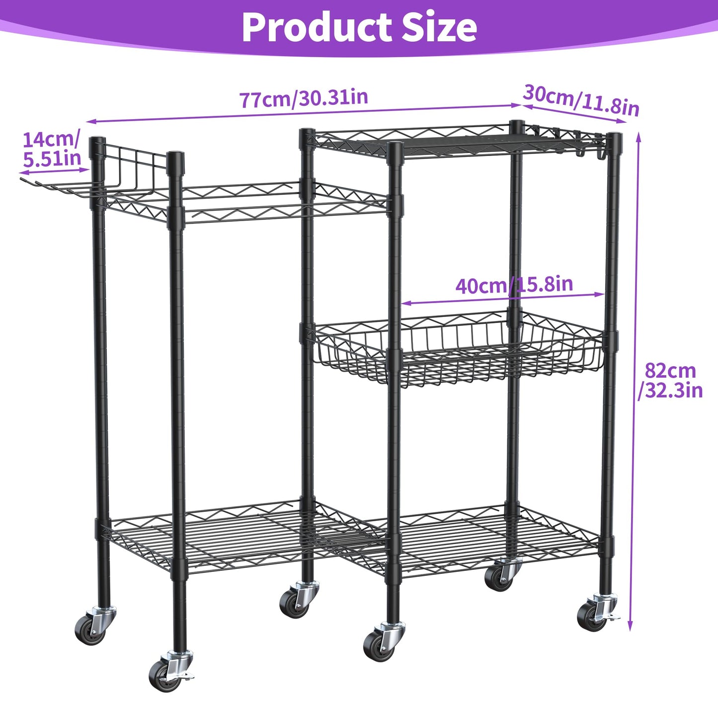 lesolar Rolling Yoga Mat Storage Rack, Yoga Storage Organizer for Home Gym Storage, 3 Tiers Gym Equipment Rack for Straps Dumbbells Kettlebells Foam Rollers Light Hand Weights Resistance Bands