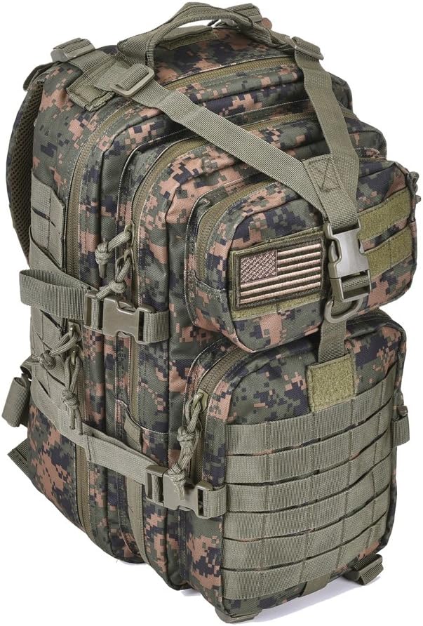REEBOW GEAR Military Tactical Backpack for Men Large 34L Army 3 Day Assault Pack Molle Bag Backpacks (34L, Black)