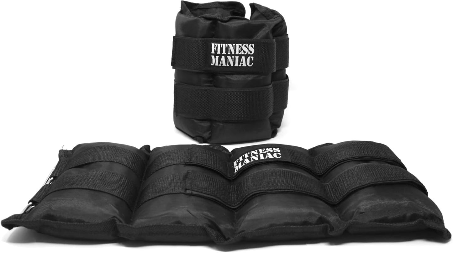 FITNESS MANIAC USA Ankle Weights with Double Straps Wrist Leg Weight for Walking Jogging Gym Exercise Gymnastics Aerobics 10lbs 12lbs 14lbs 16lbs