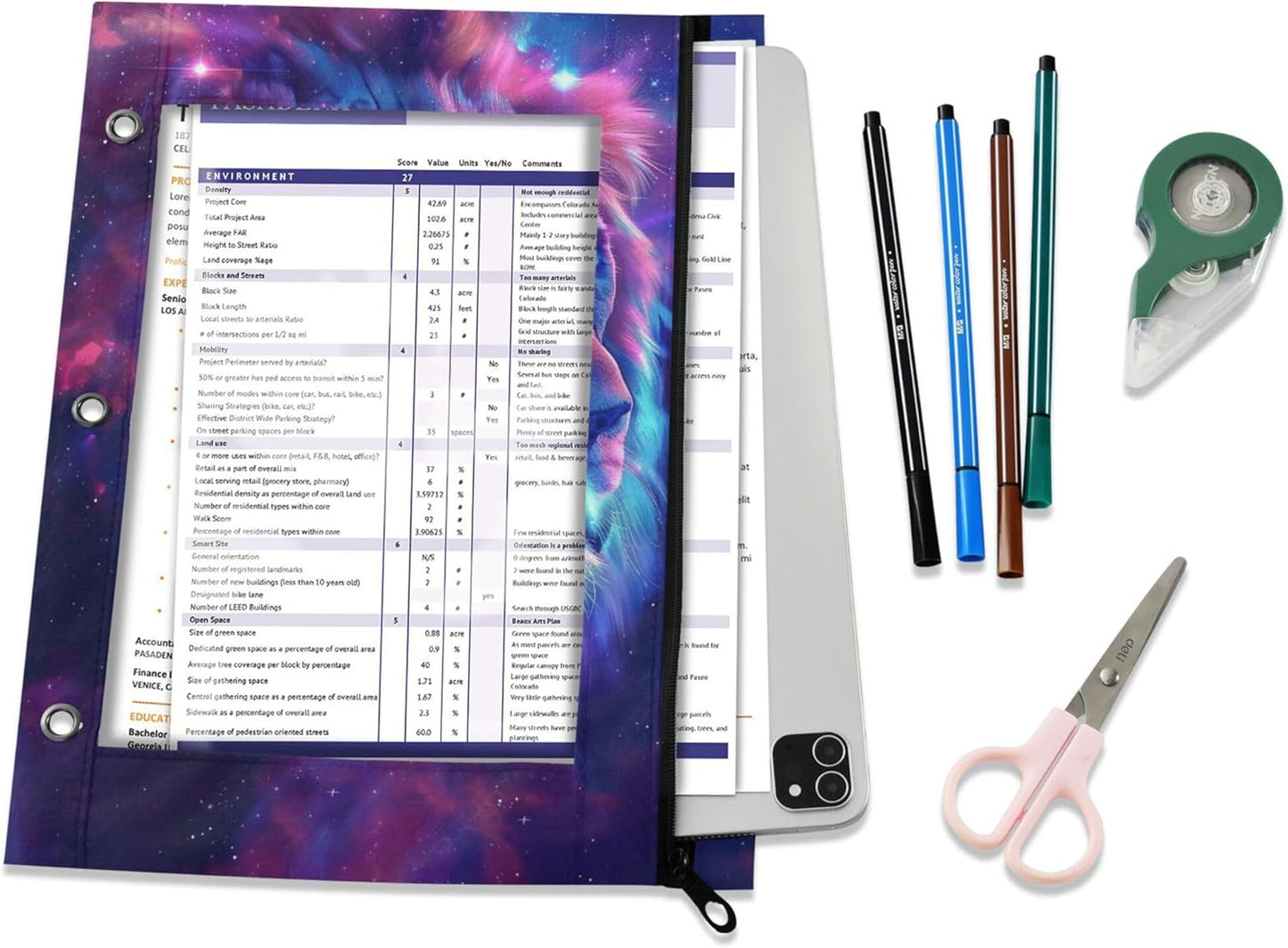 Largemouth Bass Fish 2 Pack 3 Ring Binder Pocket A4 Size Binder Pouches Clear PVC Loose Leaf Folder Sleeves Storage Bags for Files, Documents