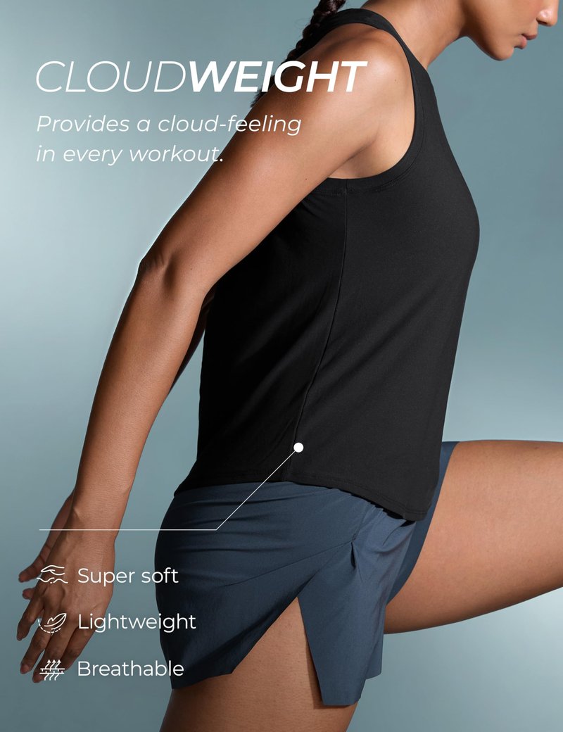CRZ YOGA Cloudweight Open Back Workout Tops for Women Lightweight High Neck Athletic Gym Tank Soft Running Sleeveless Shirts Black Small