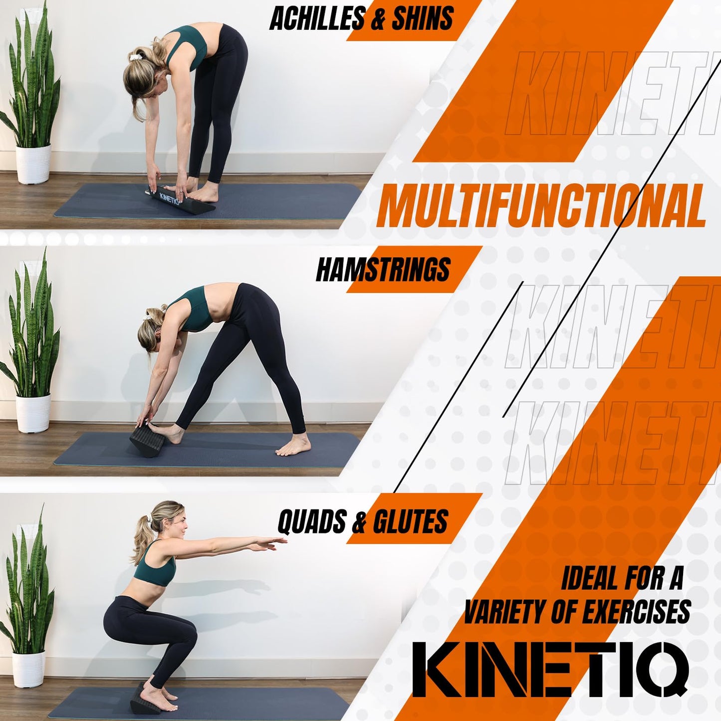 KINETIQ Plantar Fasciitis Relief Foot And Calf Stretcher - Ankle Strengthener, Achilles Tendonitis Relief, Calf Roller, Incline Board for Calf Stretching, Foot Rocker, Rocking Slant Board, Ankle Rehab