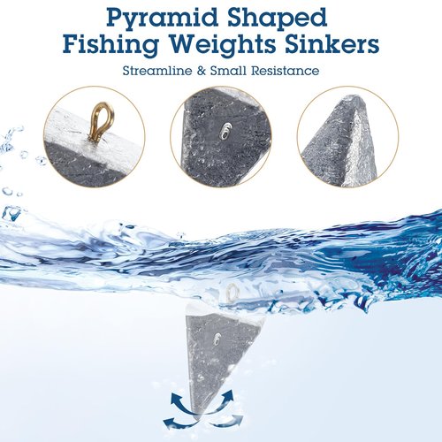 Zhanmai 42 Pcs Fishing Weights Sinker Kit Rig Fishing Weights Sinker Weights Pyramid Sinker Saltwater Fishing Sinkers Bass Fishing Casting in 1 oz, 3 oz, 4 oz, 6 oz