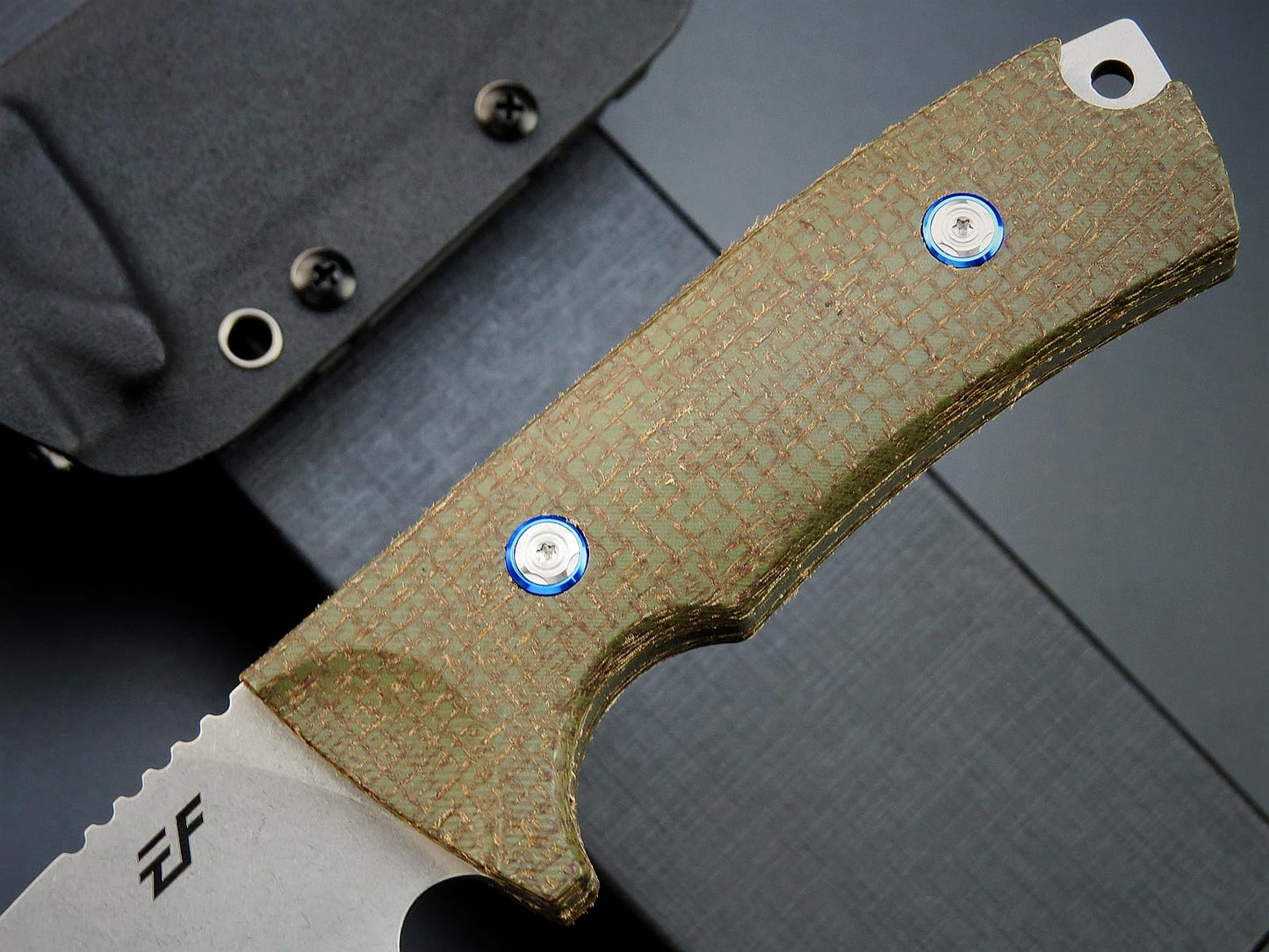 Eafengrow EF133 Fixed Blade Knife, DC53 Steel Blade,Micarta Handle Full Tang Compact Tough EDC Straight Knifes for Outdoor Working Camping Hiking(Green)