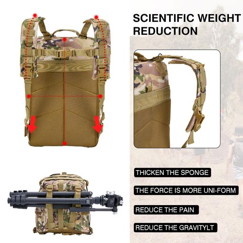 Sgorlds Large Military Camo Tactical Backpack and Tactical Cross Body Bag Set, Small Tactical Backpack for Men and Women, 3 Day Pack for Hiking Camping Travel Hunting Rucksack Trekking