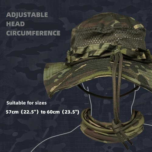 CAMOTER Camo Boonie Sun Hat with Face Mask UV Protection Fishing Hat Bucket Hat for Hunting Hiking Military Tactical Safari
