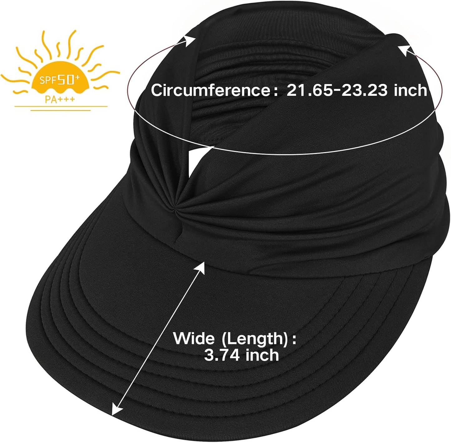 UV Protection Sun Hats for Women | Wide Brim Summer Visor with Ponytail