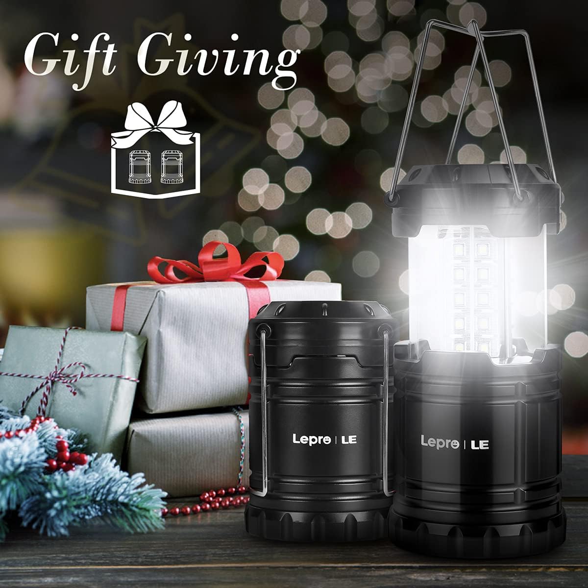 Super Bright LED Camping Lanterns - Portable, Battery Powered, IPX4 Water Resistant - 2 Pack Emergency Lights for Hurricane & Storm Preparedness