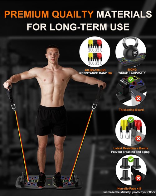 Hinsarcd 36IN1 Portable Exercise Equipment, Push Up Board, Pilates Bar Resistance Bands Ab Roller, Pushup Board Home Gym Strength Training Full Body Workout for Men and Women