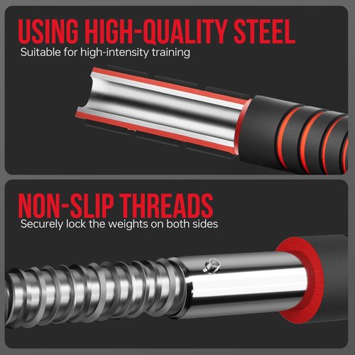 Adjustable Dumbbell Handle/Straight Barbell/Arm Blaster for 1" Cast Iron Weight Plates with Collars Loadable Dumbbells (Barbell Connector)