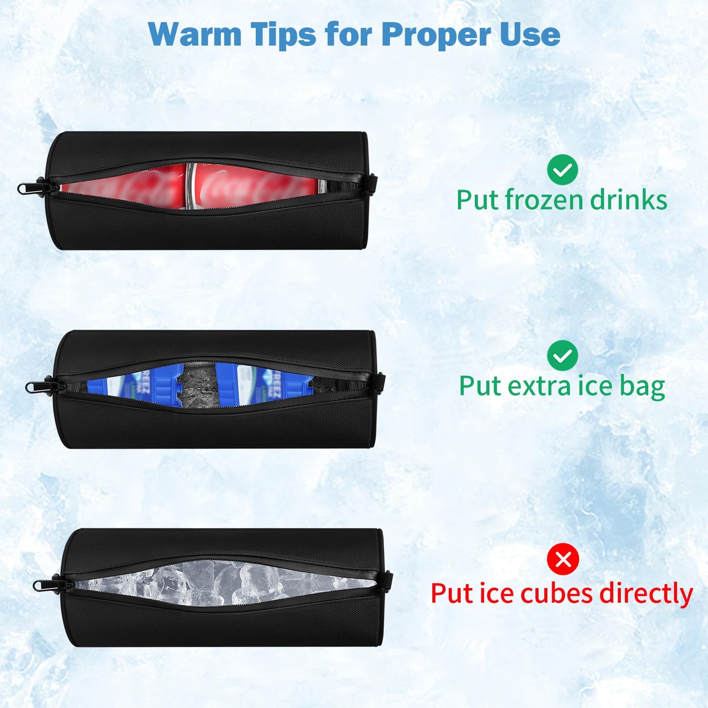 KENOBE 2-Pack Insulated Golf Cooler Bag with Shoulder Straps, Portable Camping Case Waterproof Soft Compact Beer Sleeve for Bottled Water, Picnic Fishing Hiking Essentials