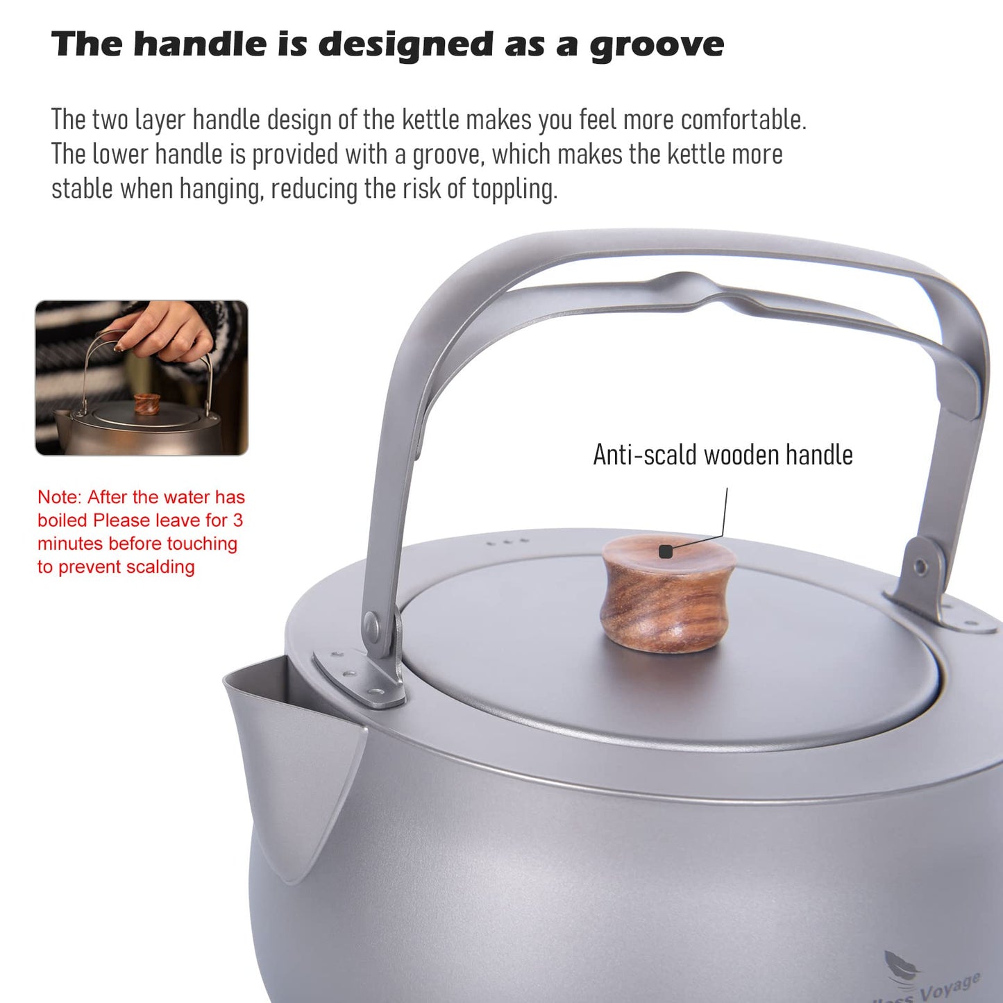 Boundless Voyage Titanium Kettle 800ml/27fl oz Folding Handle Filter Camping Teapot Coffee Pot for Outdoor Boil Water