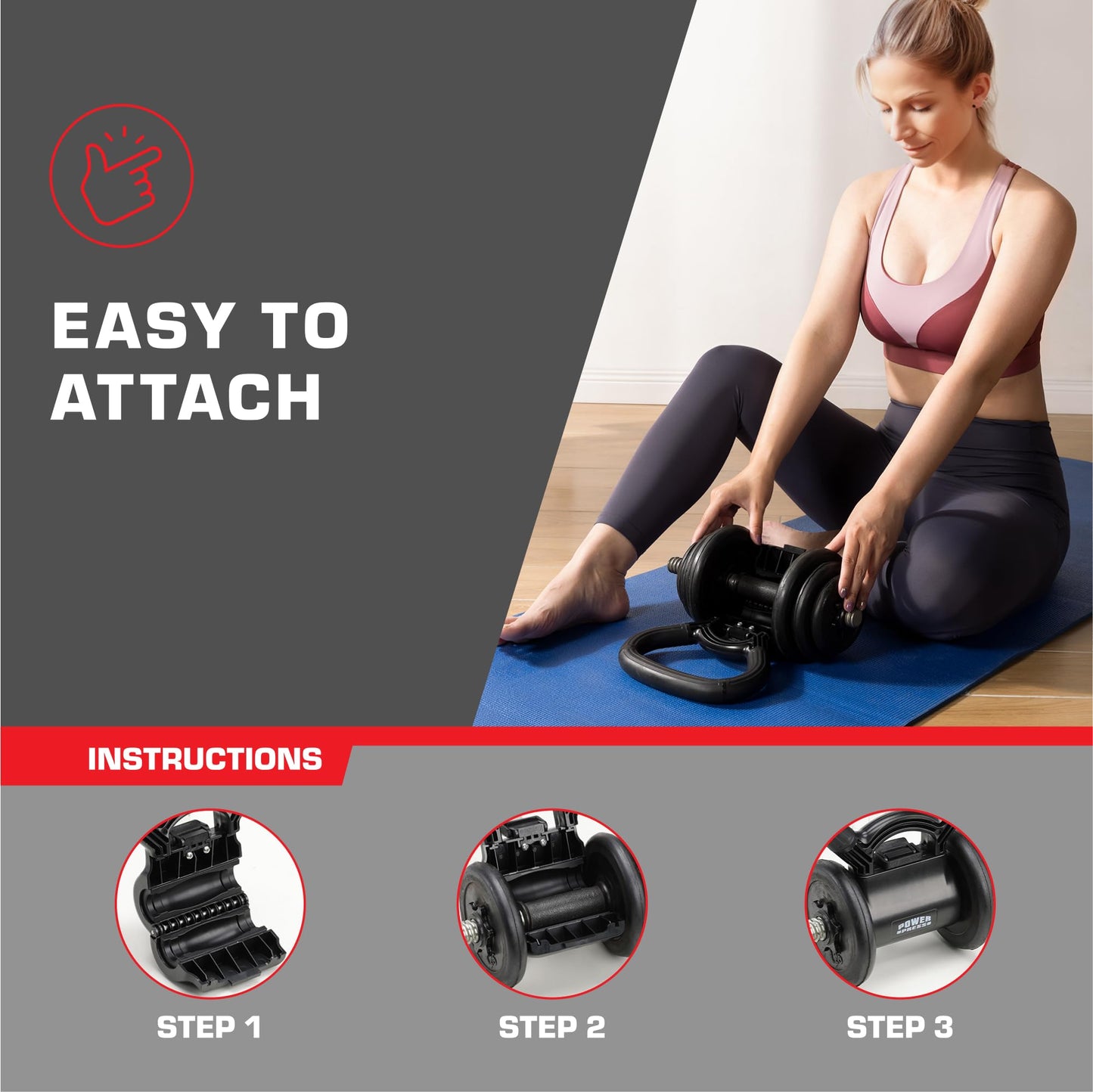 PowerPress Kettlebell Handle - Converter for Dumbbell to Kettle Bell - Grip Handle Attachment for Dumbbells - Kettlegrip Kettlebell Attachment Kettle Bell Adaptor