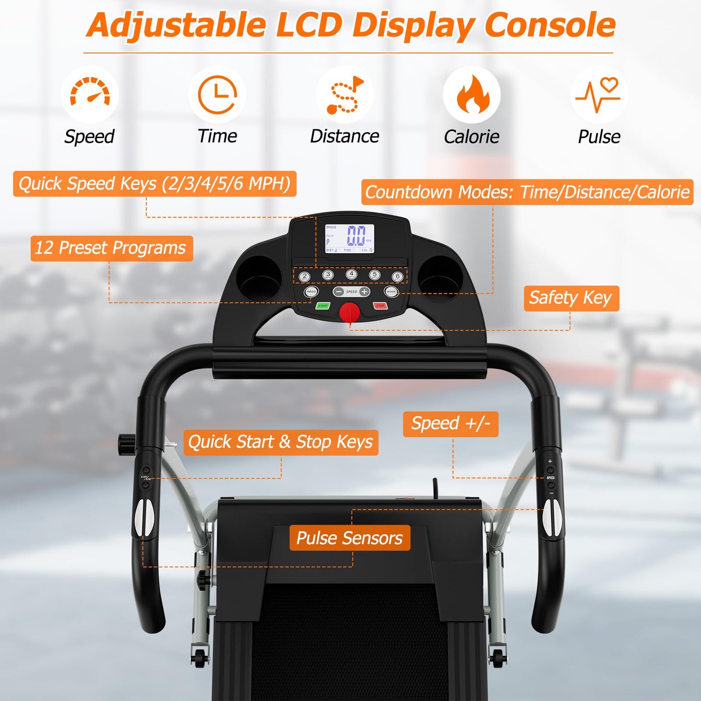 Goplus Foldable Treadmills for Home, Freestanding Folding Treadmill with 12 Preset Programs, Adjustable LCD Display, Pulse Sensors, Portable Compact Treadmill for Walking and Jogging (Black)