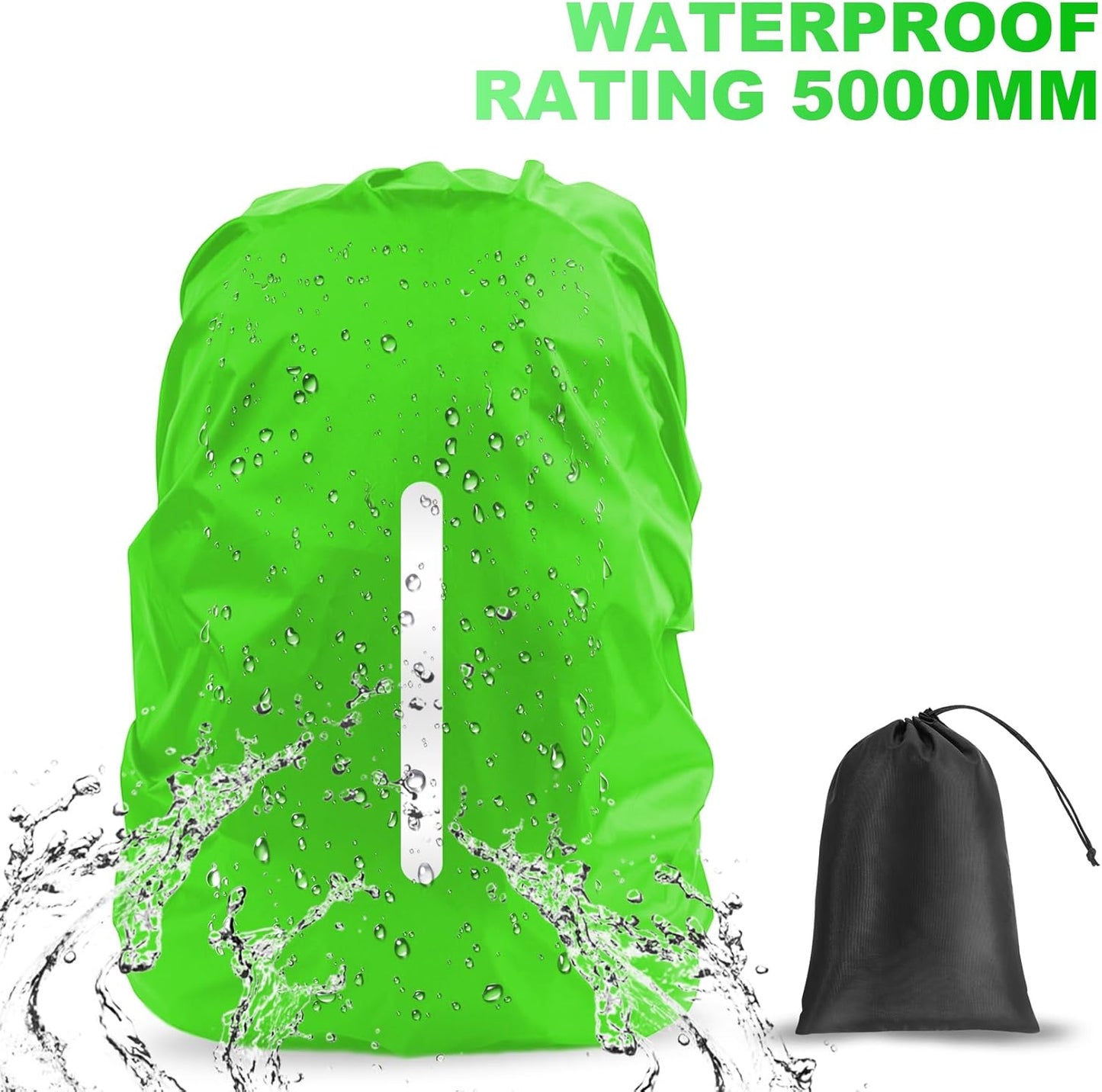 LAMA 2pcs Waterproof Rain Cover for Backpack, Reflective Rainproof Protector for Anti-dust and Anti-Theft M 30L-40L Black