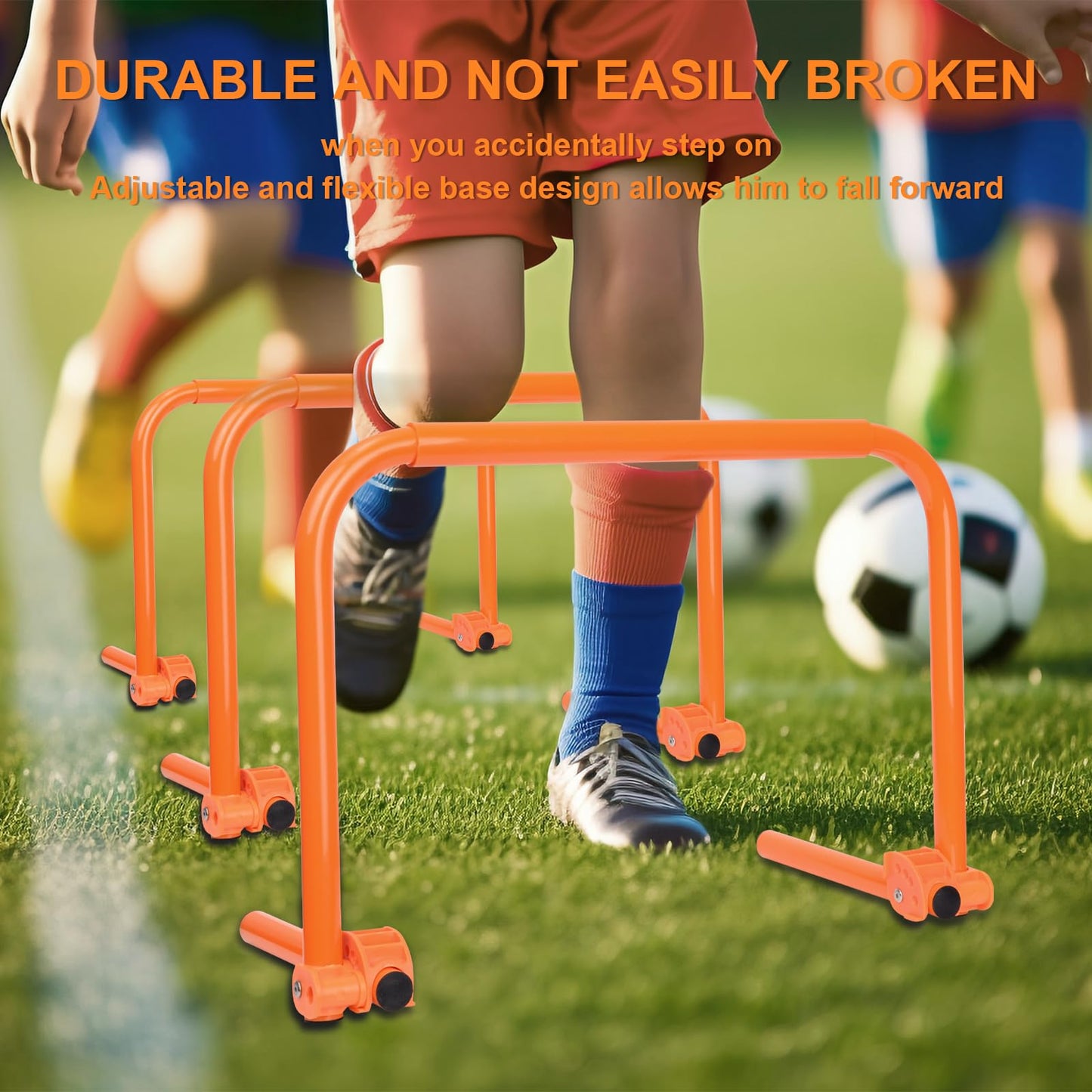 Agility Speed Training Hurdles, Adjustable Agility Training Hurdles for Football, Basketball, Soccer Hurdles Training Equipment Set of 6, with 12 Marker Cones, 1 Storage Bag